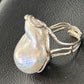 Women's White Baroque Pearl Adjustable Ring | Sterling Silver | Sz 7.5 | 14263