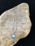 Children's Girls Heishi Beads Sterling Necklace | 15" | Opal Pendant | Navajo Jewelry | 10117