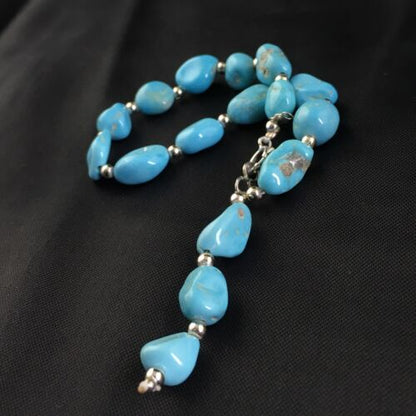 Navajo Sterling Silver Sleeping Beauty Turquoise Bracelet | 6.5" | Authentic Native American Handmade | 10144