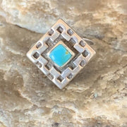 Navajo Blue Spiderweb Turquoise Inlay Ring | Sz 6.5 | Sterling Silver | Authentic Native American Handmade | 13172