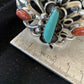 Men's Navajo Kingman Turquoise & Spiny Oyster Bracelet | Sterling Silver | Authentic Native American Handmade | 01031