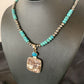 Men's Navajo Pearl Necklace | Sterling Silver | Blue Turquoise & Wild Horse Pendant | 11860
