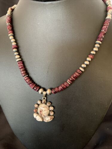 Navajo Wild Horse Pendant | Sterling Silver Purple Spiny Oyster Necklace | Multi-Stone | 12328