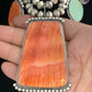 Navajo XL Spiny Oyster Squash Blossom Necklace | Sterling Silver Turquoise | Authentic Native American Handmade | 12702