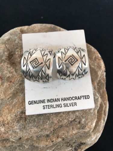 Navajo Sterling Silver Hand Stamped Post Earrings | Handcrafted | Southwestern