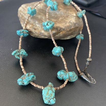 Navajo Turquoise Necklace | Sterling Silver | 24" | Authentic Native American Handmade | 10686
