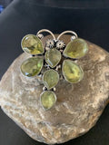 Navajo Dragonfly Pendant | Faceted Green Peridot Cluster | Authentic Native American Sterling Silver | Multi-Stone | 2.25" | 12741