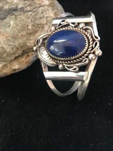 Native American Navajo Lapis Bracelet | Sterling Silver | J Platero | 8039