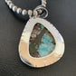 Men's Navajo Pearl Necklace with Blue Spiderweb Turquoise Pendant | Sterling Silver | 10543