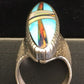 Native American Women's Navajo Opal Turquoise Inlay Ring | Sterling Silver | Sz 6 | 01601