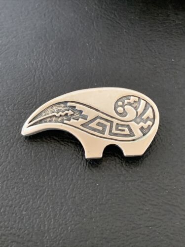 Native American Hopi Bear Stamped Pendant | Sterling Silver | Handmade | 1462 - Masha USA