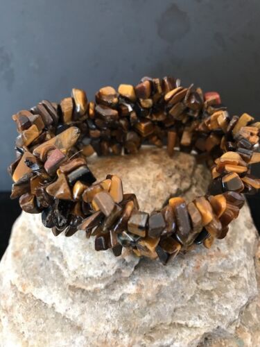Men's Navajo Stretch Tigers Eye Stone Bracelet | Authentic Native American - Masha USA