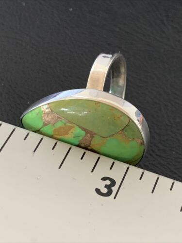 Navajo Green Mojave Turquoise Ring | Sterling Silver | Sz 8 | Authentic Native American Handmade | 11788