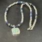 Navajo Green Turquoise Lapis Necklace with Opal Pendant | Sterling Silver | Authentic Native American Handmade | 14368