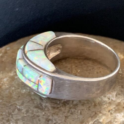 Navajo Pink Opal Inlay Band Ring | Sz 6 | Authentic Native American Handmade | 12403 - Masha USA