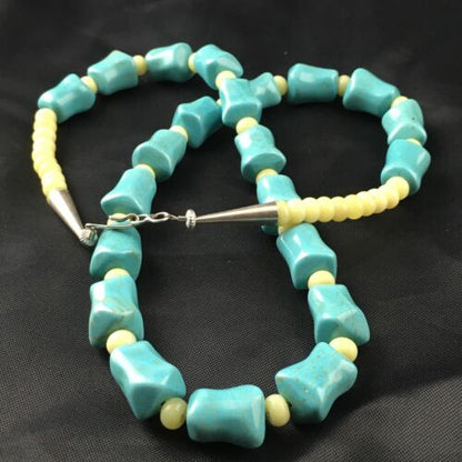 Navajo Blue Turquoise Spiny Oyster Necklace | Sterling Silver | 19" | Authentic Native American Handmade | 10121