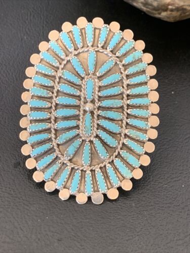 Navajo Zuni Turquoise Multi-Stone Needle Point Ring | Authentic Native American Sterling Silver | Sz 8.5 | 11562