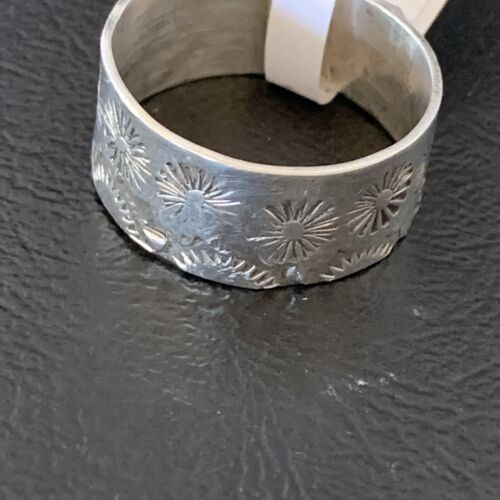 Native American Men's Wide Band Ring | Navajo Stamped Sterling Silver | Sz 11.5 | 10968