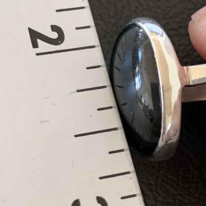 Navajo Black Onyx Ring | Sterling Silver | Sz 8.5 | Authentic Native American Handmade | 11587