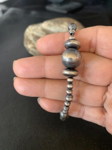 Southwestern Navajo Pearls Bead Bracelet | Sterling Silver | 8" | Authentic Native American Handmade | 14187