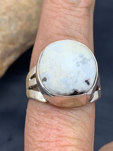 Native American White Buffalo Turquoise Ring | Navajo Sterling Silver | Sz 8.5 | 4646