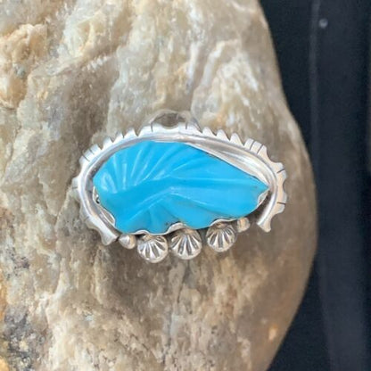 Navajo Blue Kingman Turquoise Ring | Sterling Silver | Sz 10 | Authentic Native American Handmade | 13530