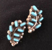 Rare Zuni Needle Point Turquoise Earrings | Sterling Silver | Authentic Native American Handmade | 1607