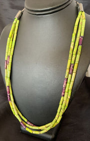 Navajo Green Purple Jasper 3-Strand Bead Necklace | Sterling Silver | 24" | Authentic Native American Handmade | 12511