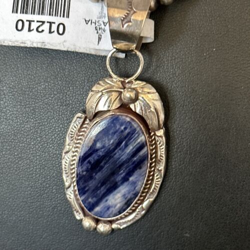 Navajo Denim Lapis Pendant Necklace | Sterling Silver Beads | Authentic Native American Handmade | 1210 - Masha USA
