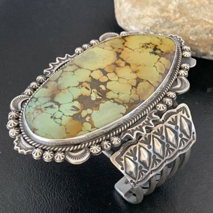 Navajo Green Turquoise Cuff Bracelet | Sterling Silver | 4" | Authentic Native American Handmade | 1630