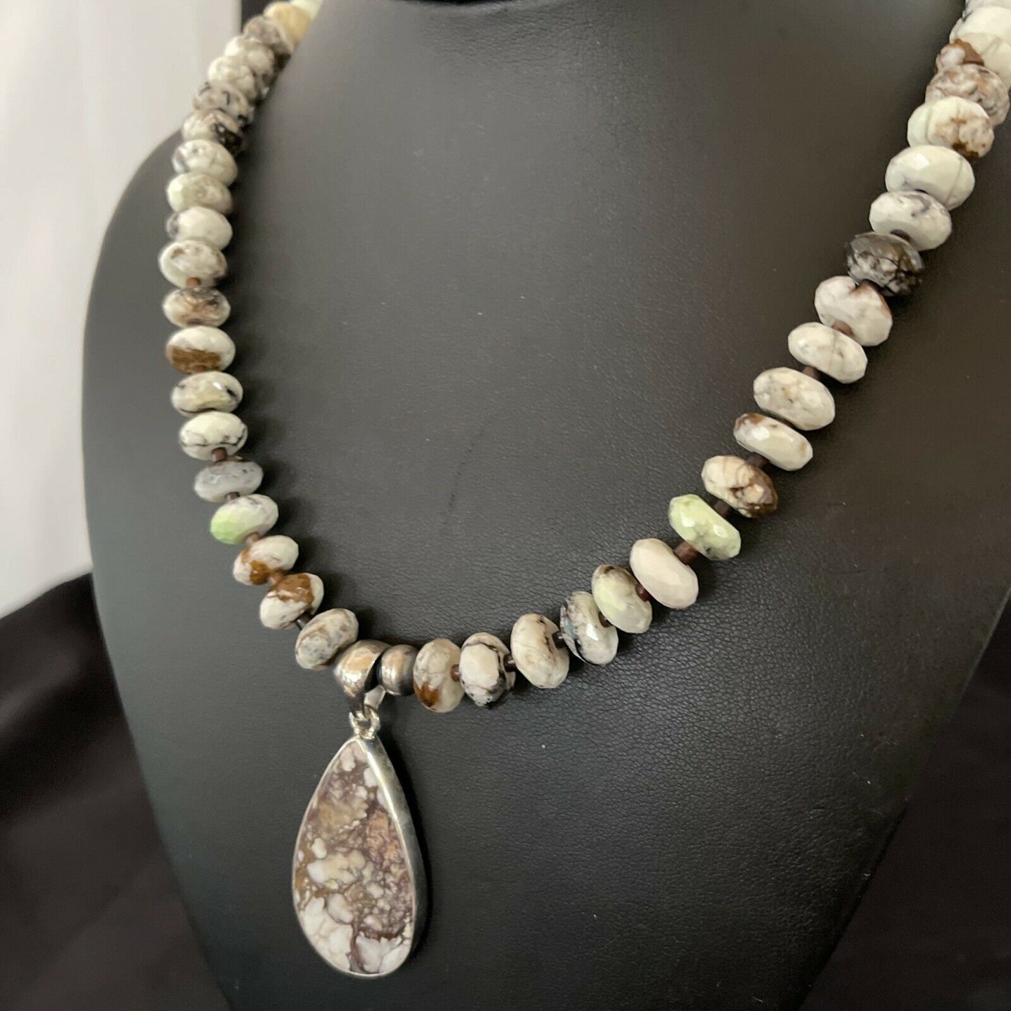 Navajo Wild Horse Turquoise Necklace Pendant | Sterling Silver | Authentic Native American Handmade | 11342