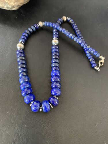 Navajo Lapis Lazuli Graduated Necklace | Sterling Silver | Authentic Native American | 18" | 11802