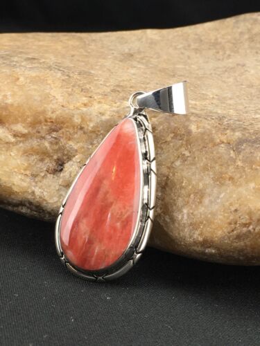 Native American Navajo Red Spiny Oyster Pendant | Sterling Silver | 1.75" | 1125
