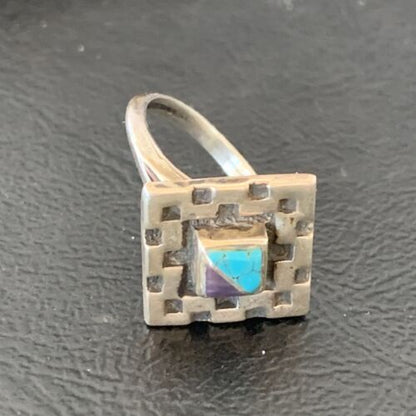 Native American Women's Navajo Blue Turquoise Sugilite Inlay Ring | Sz 6 | 11281