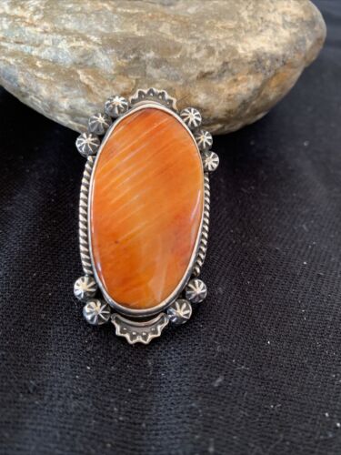 Native American Men's Navajo Spiny Oyster Ring | Sterling Silver | Sz 7 | 00998