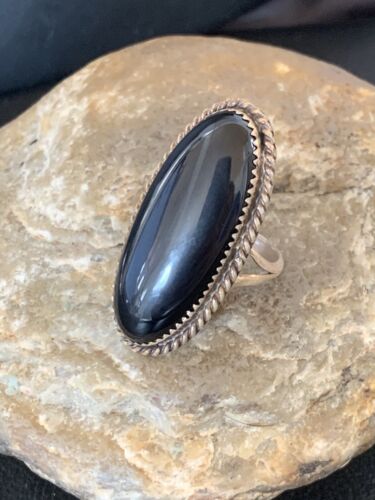 Native American Old Pawn Navajo Black Onyx Ring | Sterling Silver | Sz 6 | 11949