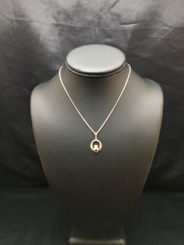 Native American Navajo Garnet Pendant Necklace | Sterling Silver | 14" Chain | 8971