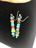 Navajo Sterling Silver Turquoise Tigers Eye Coral Earrings | Southwestern Native American
