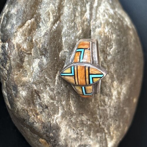 Navajo Blue Turquoise Spiny Oyster Inlay Ring | Sz 9.5 | Authentic Native American Handmade | 14560