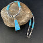 Navajo Blue Turquoise Inlay Pendant Necklace | Sterling Silver | Authentic Native American Handmade | 13866