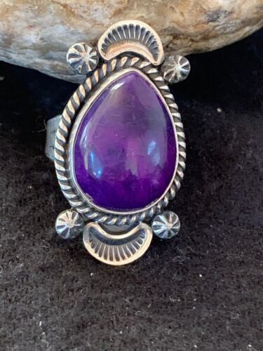 Navajo Purple Sugilite Ring | Sterling Silver | Sz 7.5 | Authentic Native American Handmade | 4133