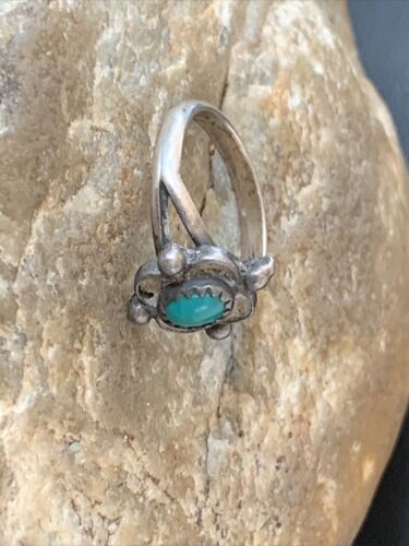 Navajo Green Turquoise Ring | Sterling Silver | Sz 5.5 | Authentic Native American Handmade | 10786