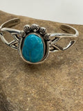 Southwestern Navajo Turquoise Cuff Bracelet | Sterling Silver | Authentic Native American Handmade | 4756