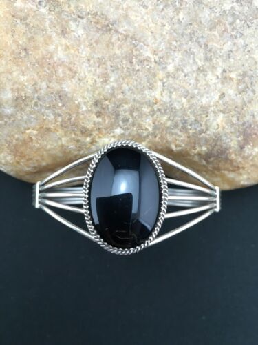 Native American Men's Black Onyx Cuff Bracelet | Navajo Sterling Silver | 4729