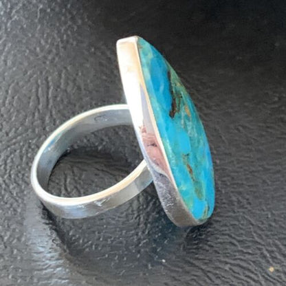 Navajo Blue Kingman Turquoise Ring | Sterling Silver | Sz 8 | Authentic Native American Handmade | 12791