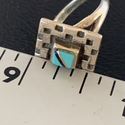 Native American Women's Navajo Blue Kingman Turquoise Inlay Ring | Sz 7 | 13173