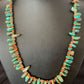 Navajo Green Turquoise & Red Spiny Oyster Necklace | Sterling Silver | Authentic Native American Handmade | 20" | 13221