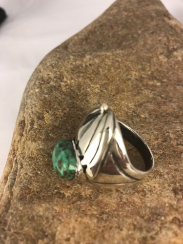 Native American Green Turquoise Ring | Sterling Silver | Sz 11 | 3439