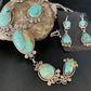 Navajo Sterling Silver Lariat Necklace 30" | Blue #8 Turquoise Earrings | Native American Handmade | 13770