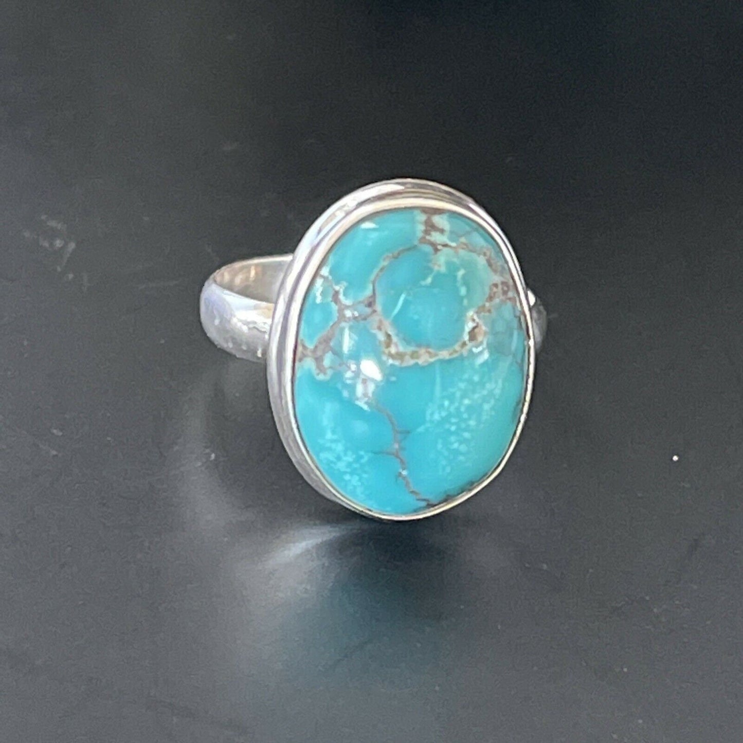 Navajo Spiderweb Blue Turquoise Ring | Sterling Silver | Sz 6.5 | Authentic Native American Handmade | 11444